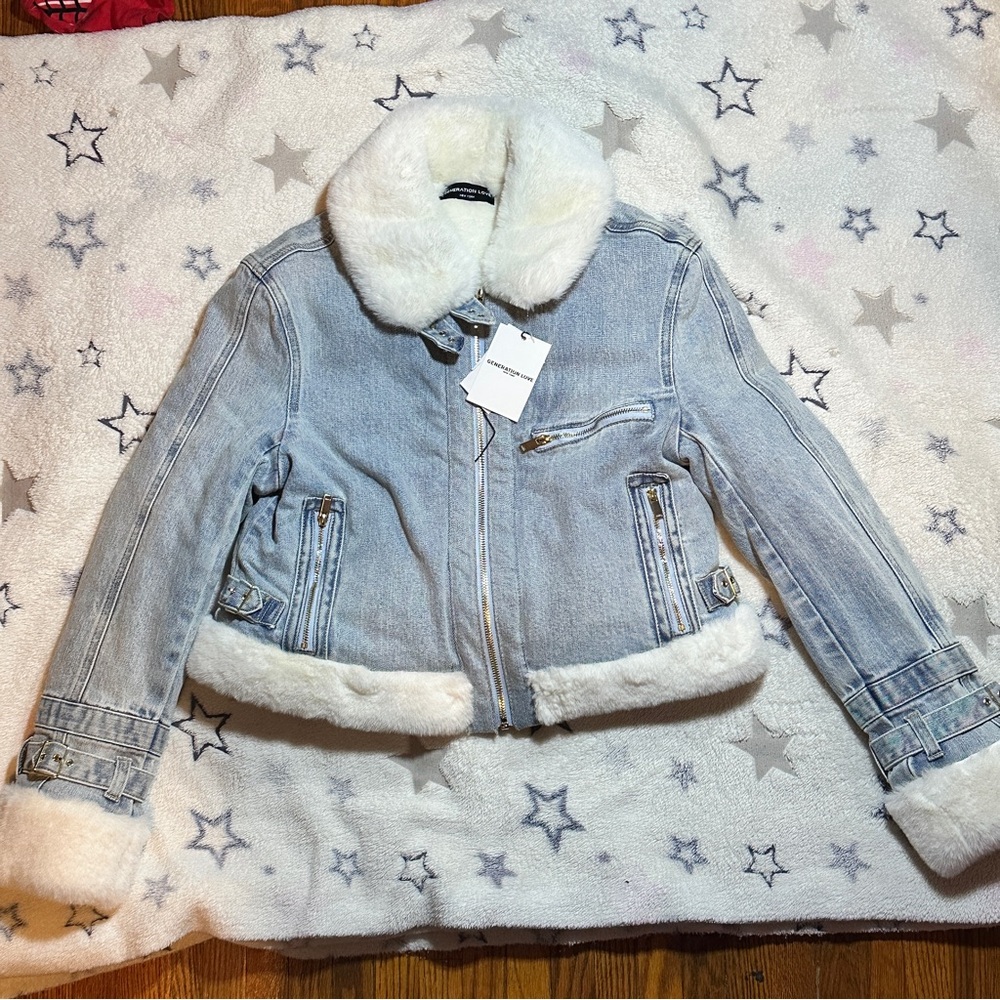 Generation Love Light Blue Jude Faux Fur Trim Denim Jacket